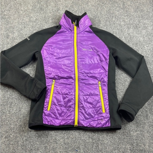 MARMOT Women’s Fleece Puffer jacket black/purple size: Small - Picture 1 of 10